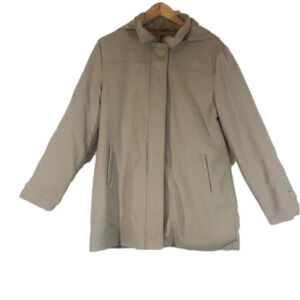 J. Percy Lined Tan Jacket With Removable Zipper Hood Size Large